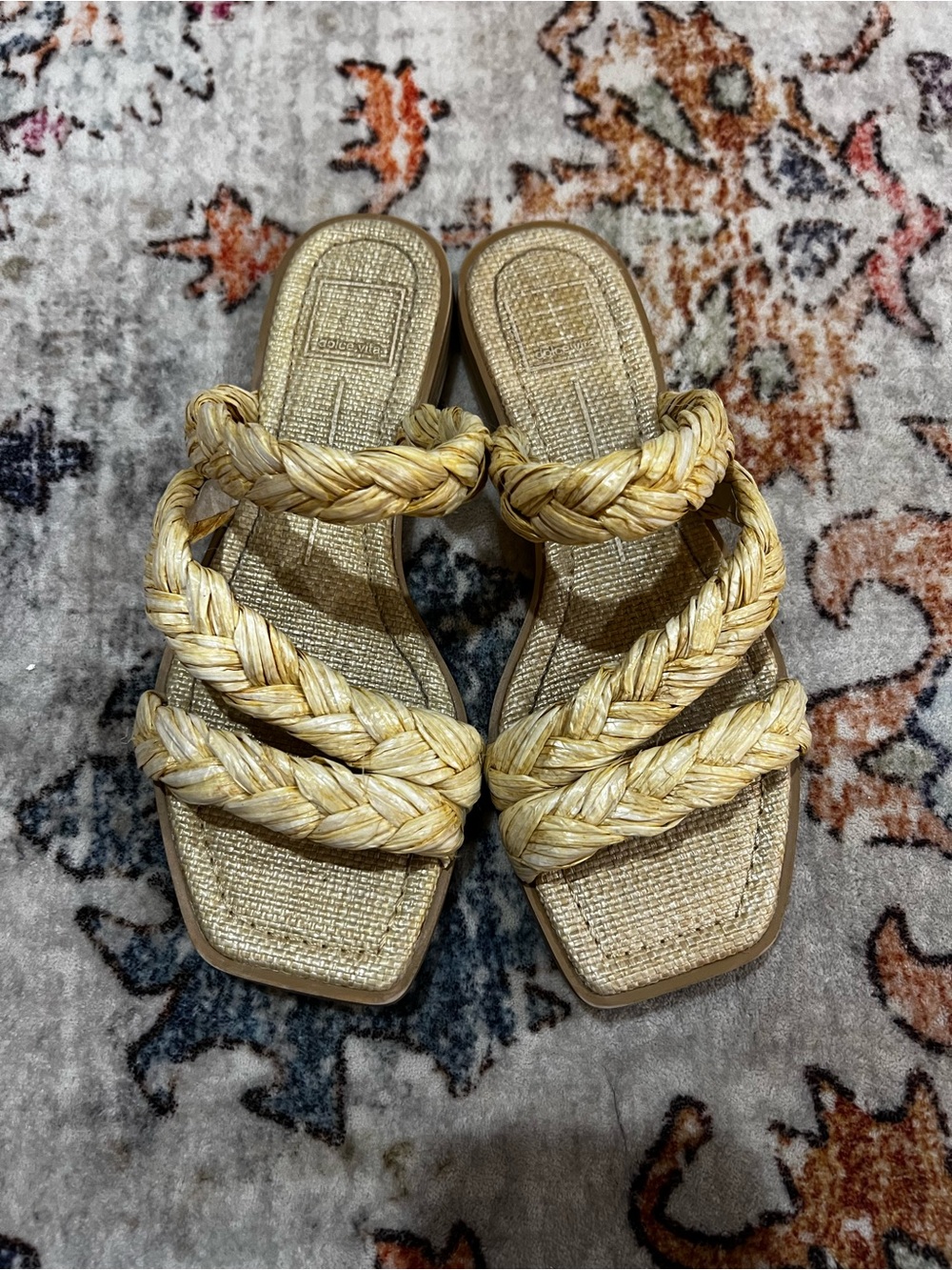 Dolce Vita Braided Raffia Slide Sandals - Natural